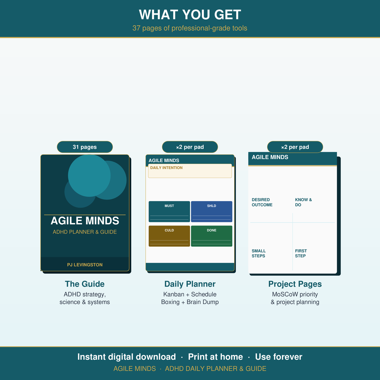 Agile Minds ADHD Daily Planner — Built for ADHD Brains at Work